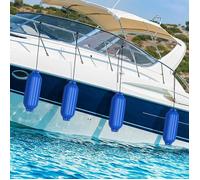 Pack de 4 Pare-Battage pour Bateau Gonflables 58 x 16,5cm COSTWAY-Bleu en PVC-2 œillets Nervurés-Ponton, Voilier-3 Minutes à