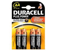 Pack de 4 piles Alcaline Duracell Plus Power type AA 1,5V (R06)