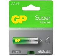 GP Lot de 4 Piles Super alcalines AA 1,5 V, idéales pour alimenter Les appareils du Quotidien, Nouvelle Technologie G-Tech Longlife
