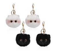 Pack De 4 Porte-Clés Chat, Porte-Clés en Peluche, Porte-Clés Mignons, Porte-Clés Créatifs, Porte-Clés Décoratifs