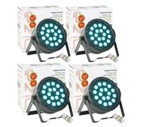 Pack de 4 Projecteurs Par Ibiza Light THINPAR-18X1RGB - DMX Télécommande Extra-plats LED Soirée Dj Club Fête Discothèque