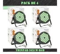 Pack de 4 Projecteurs Par Ibiza Light THINPAR-36X1W-RGB - DMX Dj Club Fête Discothèque Télécommande Extra-plats LED Soirée