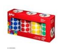 APLI Kids – Rouleaux de gommettes 13793 – 20 mm – Jaune/bleu/rouge/vert – Pack de 4