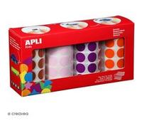 Pack de 4 rouleaux de gommettes rondes - Marron, rose, violet, orange - 20 mm - 4 x 1 770 pcs G