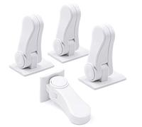 Pack de 4 serrures de sécurité pour enfants à levier SACONELL, Serrure à levier unique à l'épreuve des enfants, serrure de porte pivotante à 180 degrés avec adhésif 3M (blanc)