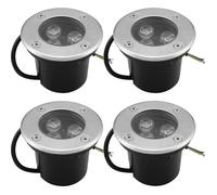 Pack de 4 spots LED encastrables extérieurs 3W 270 lm - Blanc chaud IP65, inox, 90 mm