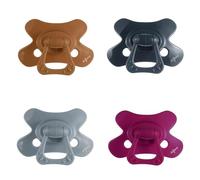 Pack de 4 Sucettes Difrax Natural 20+ Mois -| Forme Papillon Ergonomique | Silicone Ferme | Aération Optimale (Violet - Marron - Noir - Gris)