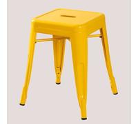 Pack de 4 tabourets bas 45 cm empilables en acier Lix Jaune Freesia