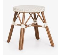 Pack de 4 tabourets bas 45 cm en aluminium et rotin synthétique Brielle Bistro Beige nude - Blanc Gardenia