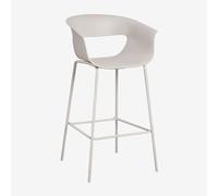 Pack De 4 Tabourets Hauts De Jardin En Polypropylène Et Acier Alanys Blanc Grisâtre ¿75 Cm