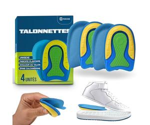 Pack de 4 Talonnettes pour Corriger la Fasciite Plantaire et l'Épine Calcanéenne - Semelles Orthopédiques en Silicone pour Homme et Femme - Semelle en Gel pour Épines, Vert, 4, Taille S (35-40)