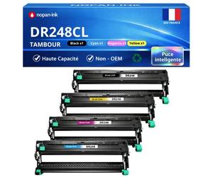 Pack de 4 Tambours compatible pour Brother DR-248CL Noir et Couleur 30000 Pages NOPAN-INK