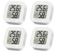 Pack de 4 Thermomètre Hygromètre Numérique avec Grand Écran LCD | Précision ±1°C et ±2% HR, mise à jour toutes les 10 s, support mural, pile CR2032 incluse