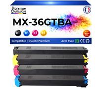 Pack de 4 Toners compatible pour Sharp MX36GTBA MX36GTCA MX36GTMA MX36GTYA Noir et Couleur