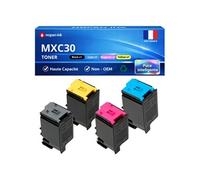 Pack de 4 Toners compatible pour Sharp MXC30GTB MXC30GTC MXC30GTM MXC30GTY Noir Couleur