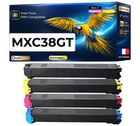 Pack de 4 Toners compatible pour Sharp MXC38GTBA MXC38GTC MXC38GTM MXC38GTY Noir Couleur