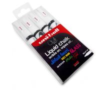 Pack De 4 uni-ball PWE-5M Blanc Craie Marqueur - Noir Board Stylo En