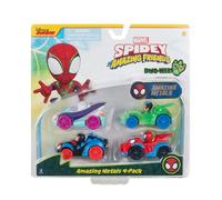 Spidey et ses amis extraordinaires de Marvel Pack de 4 Amazing Metals de Marvel - Quatre véhicules Miniature Dino-Web de 7,5 cm avec Personnages intégrés