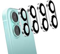 Pack De 4 Verres Trempés Protection Objectif Caméra Pour Iphone 16 Plus & Iphone 16 - 9h Anti-Rayures, Anneau Noir, Clarté Hd, Compatible Coques