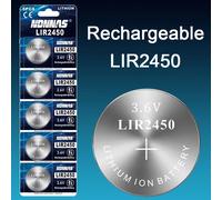 Pack de 5 à 50 piles rechargeables 2450, 3.6V, Ultra longue durée, Rechargeable, LIR2450, bouton de pièce de monnaie au Lithium, remplacement CR2450
