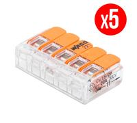 Pack de 5 bornes de connexion rapide à levier WAGO 5 entrées fil souple et rigide - S221