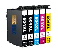 Pack de 5 Cartouches compatible pour Epson 604XL Noir et Couleurs Qualitoner