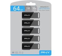 PNY Clé USB Attaché X 64 Go USB 3.2 Gen 1 – Lecture jusqu'à 130 Mo/s – Pack de 5