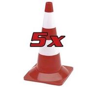 Pack de 5 cônes de signalisation rouge et blanc - 50 cm Blanc G