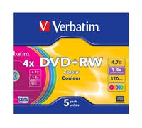 Verbatim Dvd+rw 4.7gb Couleur 4x Vitesse 5 Unités One Size