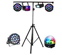 PACK DE 5 EFFETS JEUX DE LUMIERE COMPACTS à LED + PORTIQUE ROBUSTE REGLABLE EN HAUTEUR idéal soirée ambiance bar club