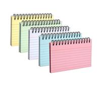 Pack de 5 fiche bristol colorées cartes de révision fiche de révision pour bureau école apprentissage mini classeur couverture transparente flashcard 5 couleurs 12.5 * 8 cm