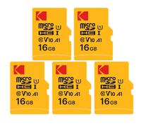 Pack de 5 KODAK Micro SDXC Premium de 16 Go : Vitesse et Fiabilité pour un Stockage Exceptionnel - Noir