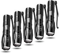 Pack de 5 lampes tactiques - Lampe de poche Tac Light - Vu à la télé XML T6 - Lampe de poche LED la plus lumineuse avec 5 modes - Lampe de poche étanche ajustable pour le vélo de camping