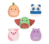 Pack de 5 Peluches Micromallows Original Squishmallows - Peluches de 6,3 cm Raie, Vache, Panda, Orange et Hippopotame