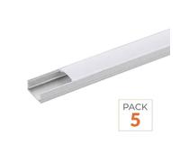 SILAMP Profilé Aluminium 1m pour Ruban LED avec Cache Blanc Opaque (Pack de 5)