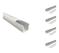 Pack de 5 - Profilé Aluminium 2m pour Ruban LED Couvercle Opaque - SILAMP