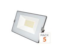 Pack de 5 - Projecteur LED Extérieur 50W IP65 No Flicker - BLEU GRIS - Blanc Neutre 4000K - 5500K