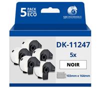 Pack de 5 Rouleaux Étiquettes compatible Brother DK11247 - 103x164 mm - 180 unités - Texte noir su