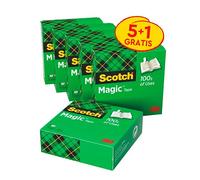 Scotch Magic Ruban Adhésif Invisible - 6 Rouleaux - 19mm x 33m - Ruban Adhésif à Usage Général pour la Réparation, l'Etiquetage et la Fermeture de Documents