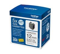 Pack de 5 rubans laminés Brother 12 mm TZE 231 blanc écriture noir