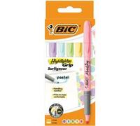 BIC Surligneurs Highlighter Grip Pastel multicolore Pack de 5