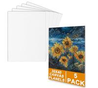 Pack de 5 toile 30x40, set de toiles en carton 3mm. Toile peinture lisse, idéale pour pros et débutants. Parfaite comme toile a peindre, toile vierge pour l'acrylique et autres médiums.