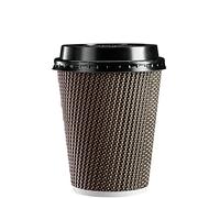 [Pack De 50] 350 Milliliters Tasses A Café Isolées En Papier Ondulé Avec Couvercles