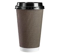 [Pack De 50] 470 Milliliters Tasses A Café Isolées En Papier Ondulé Avec Couvercles