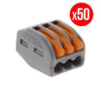 Pack de 50 bornes de connexion rapide a levier WAGO 3 entrées fil souple et rigide - S222