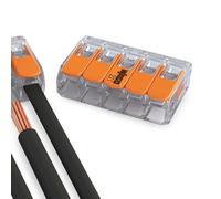 Pack de 50 bornes de connexion rapide à levier WAGO 5 entrées fil souple et rigide - S221