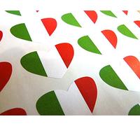Pack De 50, Forme Coeur 35x23mm, Italie Autocollantes Drapeau Autocollants Italien Étiquettes