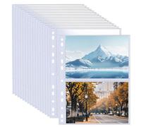 Pack de 50 Housses A4 pour Photos avec 200 Compartiments pour Classeurs 2/3/4 Anneaux, pochette plastique carte avec 2 Compartiments, Pages de Rechargement pour Albums Photo (219x152 mm).
