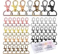 Pack de 50 Porte-clés Mousquetons,Porte-Clés en 7 Couleurs,Alliage de Zinc de Haute Qualité,Souple et Durable,Idéal pour Les Projets de Bricolage