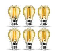 Pack de 6 ampoules à filament ambre à culot à baïonnette de style vintage 4W Antique GOLF Light Home G45 Small Globe Round B22 2700K Blanc chaud 40W Remplacement incandescent [Classe énergétique A +]